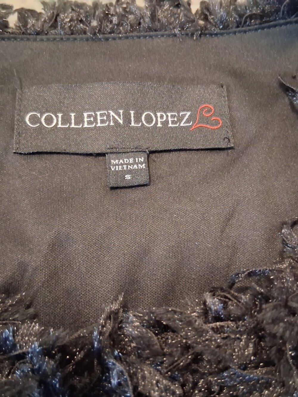 Colleen Lopez | Black Shaggy Fringe Jacket | Size Small - Picture 5 of 6